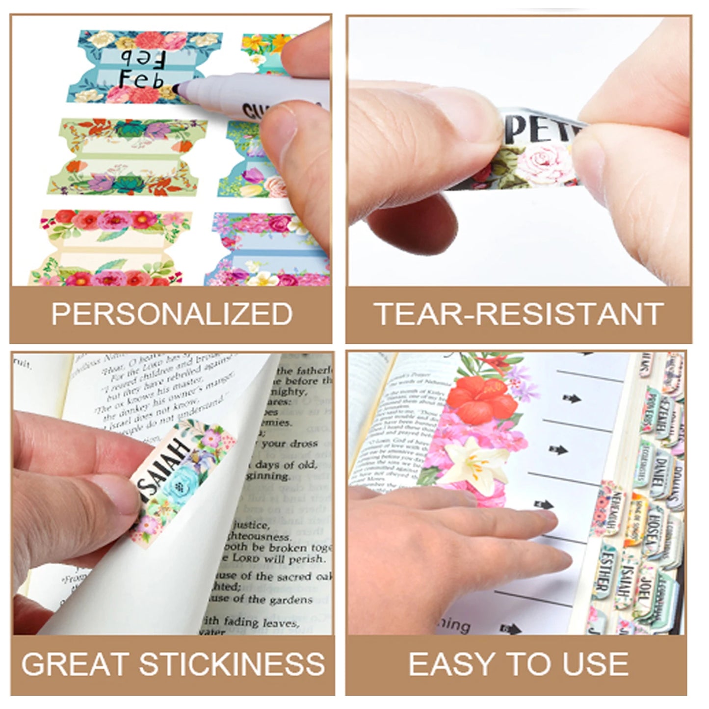Imagen de Separadores de Biblia en español con diseño floral laminado