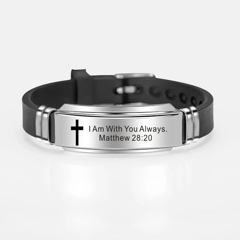 Imagen de Pulsera con cita bíblica y cruz de Jesús (inglés)