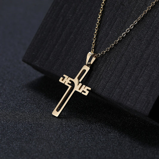 Imagen de Collar con cruz de cazador de Jesús en acero inoxidable