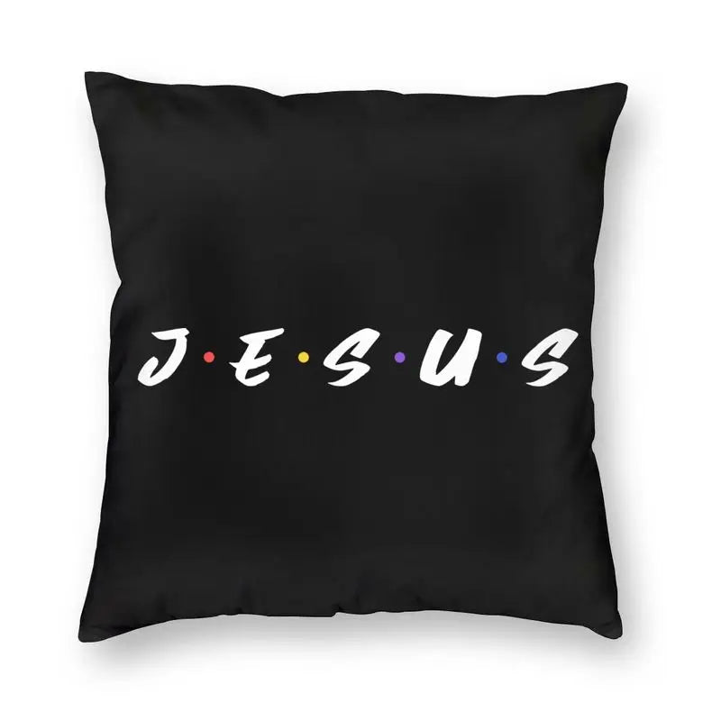 Imagen de Funda de cojín con cruz de fe y Jesús