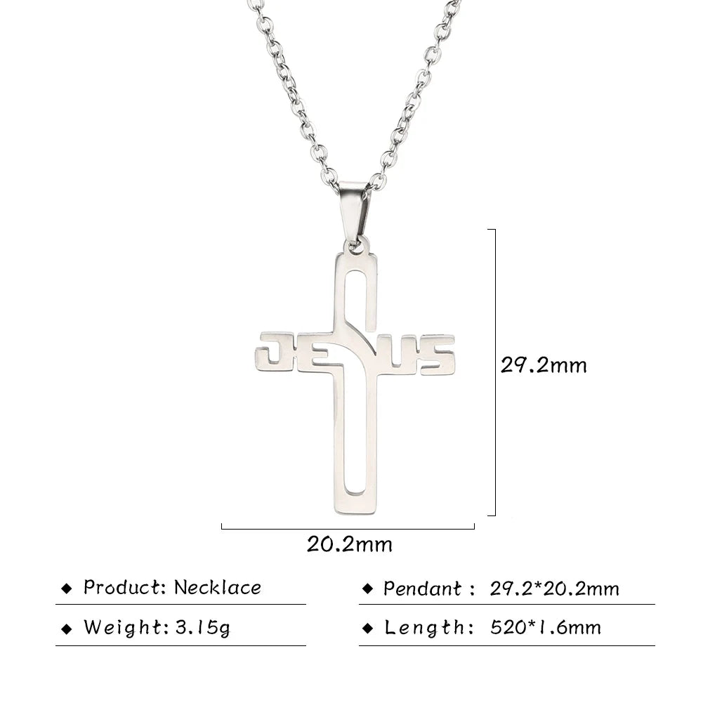 Imagen de Collar con cruz de cazador de Jesús en acero inoxidable