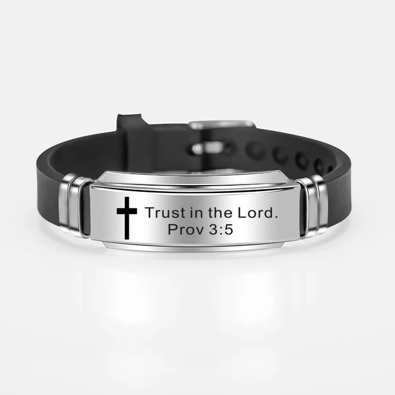 Imagen de Pulsera con cita bíblica y cruz de Jesús (inglés)
