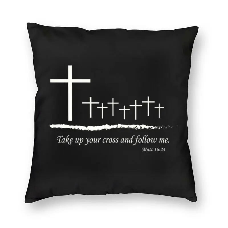 Imagen de Funda de cojín con cruz de fe y Jesús
