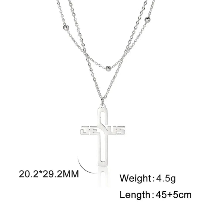 Imagen de Collar con cruz de cazador de Jesús en acero inoxidable