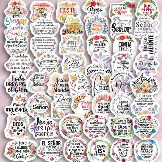 Imagen de 50 pegatinas con citas bíblicas en español