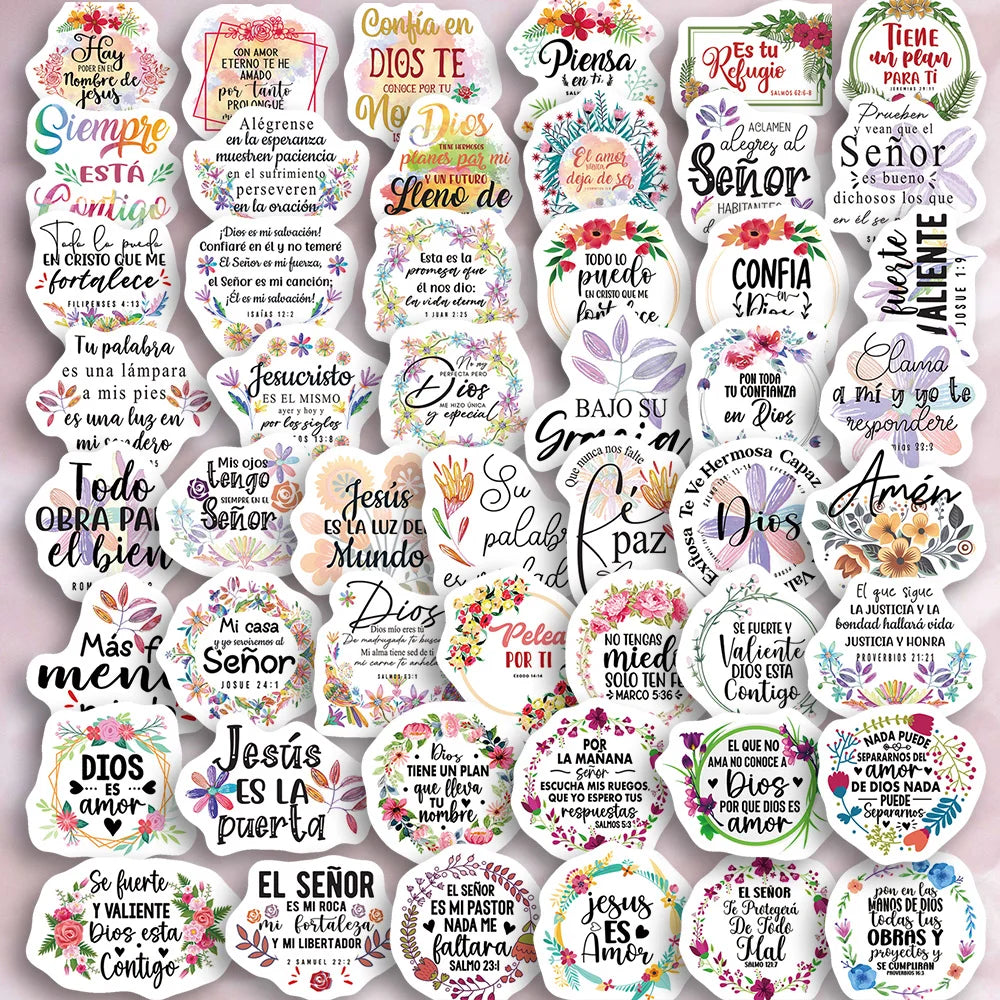 Imagen de 50 pegatinas con citas bíblicas en español