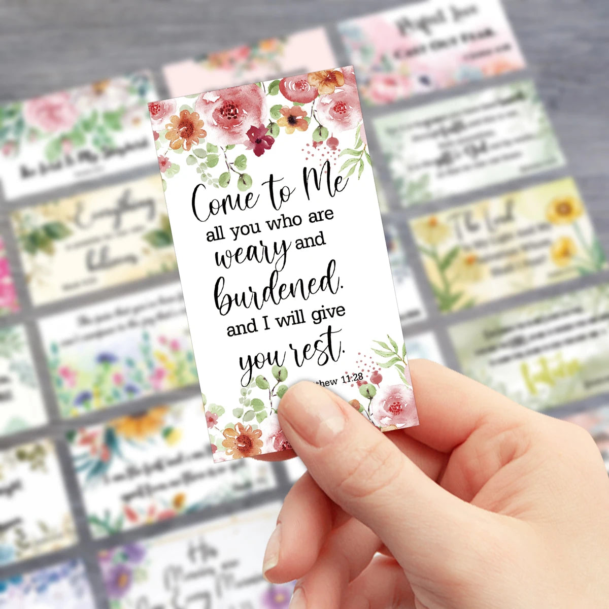 Imagen de 60 tarjetas de versículos bíblicos inspiradoras (inglés)