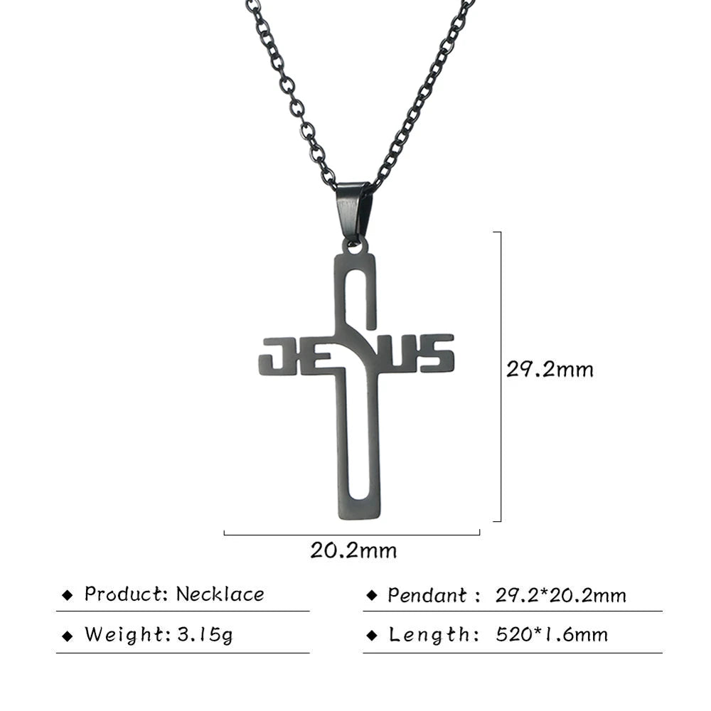 Imagen de Collar con cruz de cazador de Jesús en acero inoxidable