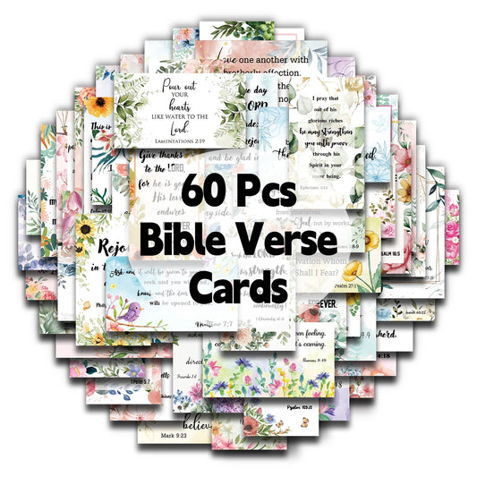 Imagen de 60 tarjetas de versículos bíblicos inspiradoras (inglés)